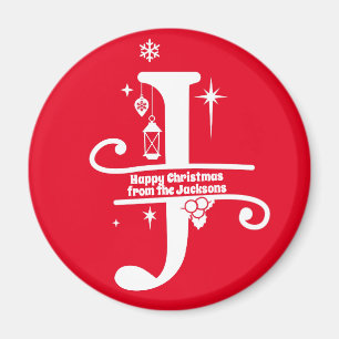 Letter J Monogram Initial Family Name Gruß Magnet