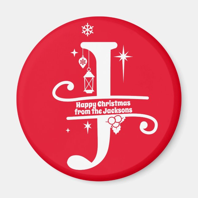 Letter J Monogram Initial Family Name Gruß Magnet (Vorne)