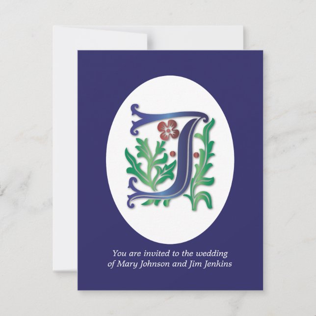 Letter J Monogram-Lilie Einladung (Vorderseite)