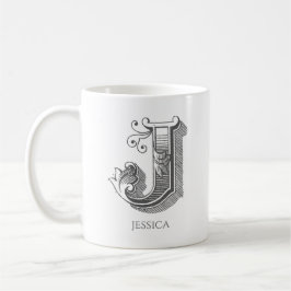 Letter J Monogram Modern Name Coffee Tasse