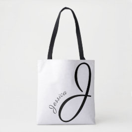 Letter J - Monogram + Name - modern elegant Tasche