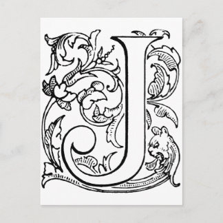 Letter J Monogram Postkarte
