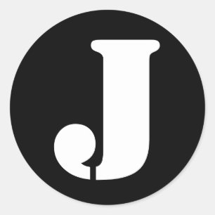 Letter J Stencil Alphabet von Janz Black Runder Aufkleber
