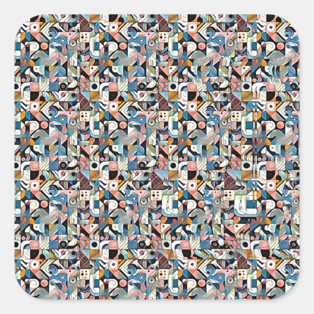 Letter J Stereogram, Set of 6, Large 3x3 Quadratischer Aufkleber (Vorderseite)