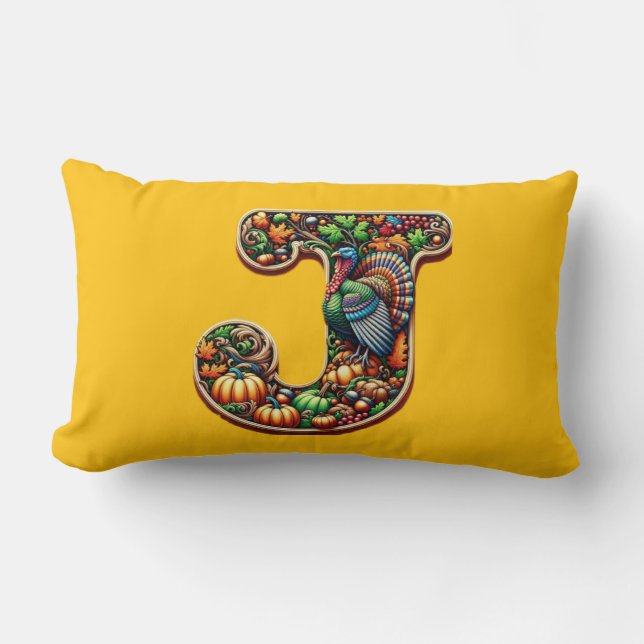Letter J Thanksgiving style gift  Lendenkissen (Vorderseite)