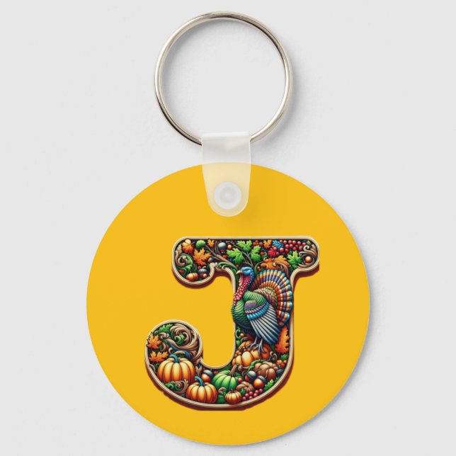 Letter J Thanksgiving style gift  Schlüsselanhänger (Vorderseite)