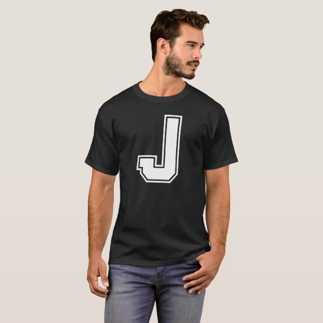 Letter J University Style Personalisiert Alphabet T-Shirt (Vorne ganz)
