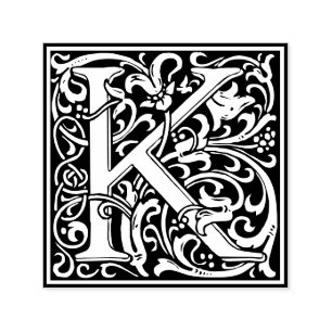 Letter K Art Nouveau Schwarz/Weiß Tile Permastempel
