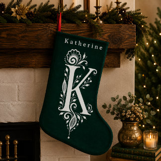Letter K Botanical Monogram Personalized Stocking Kleiner Weihnachtsstrumpf