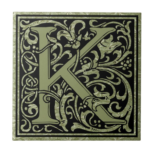 Letter K First Letter Monogram Fliese (Vorderseite)