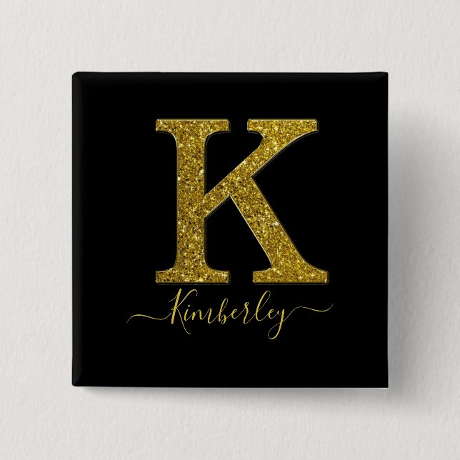 Letter K Glitzer Button (Vorderseite)