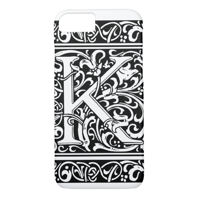 Letter K Medieval Monogram Art Nouveau Case-Mate iPhone Hülle (Rückseite)