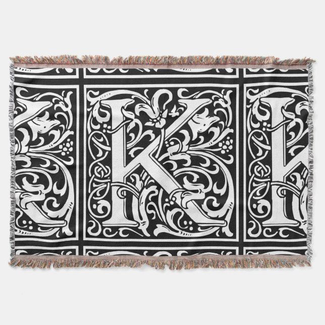 Letter K Medieval Monogram Art Nouveau Decke (Vorderseite)