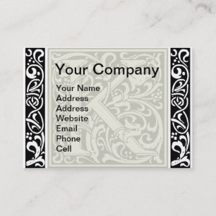 Letter K Medieval Monogram Art Nouveau Visitenkarte