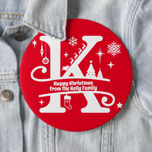 Letter K Monogram Anfangsname Familienname Gruß Button