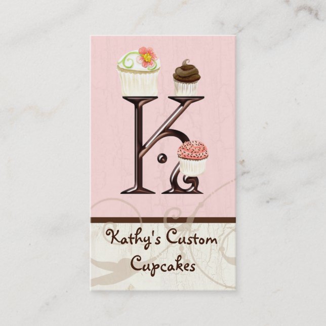 Letter K Monogram Dessertbäckerei Business Cards Visitenkarte (Vorderseite)