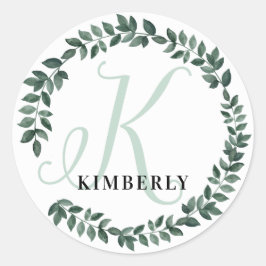 Letter K Monogram Individuelle Name Minimalistisch Runder Aufkleber