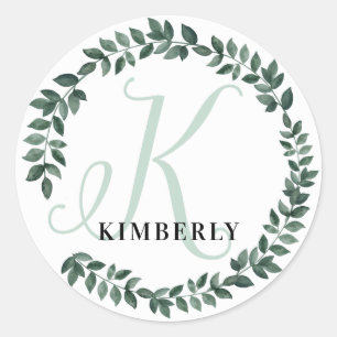 Letter K Monogram Individuelle Name Minimalistisch Runder Aufkleber
