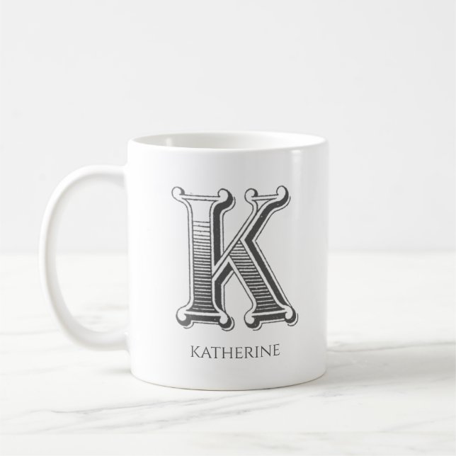 Letter K Monogram Modern Name Coffee Tasse (Links)