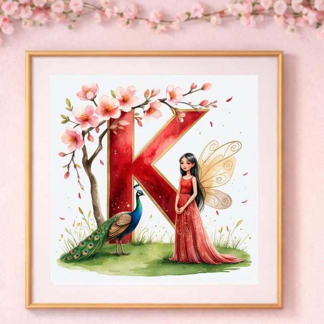 Letter K Peacock Fairy Poster - Elegant Art (Von Creator hochgeladen)