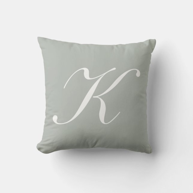 Letter K Silver Gray Monogram Pilze Kissen (Vorderseite)