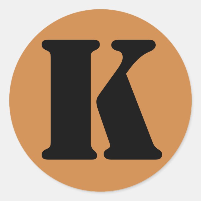 Letter K Stencil Alphabet von Janz Peru Gold Runder Aufkleber (Vorderseite)