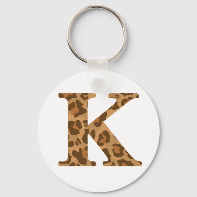 Letter K Vorname Monogram Erstleopard Print Schlüsselanhänger (Vorderseite)