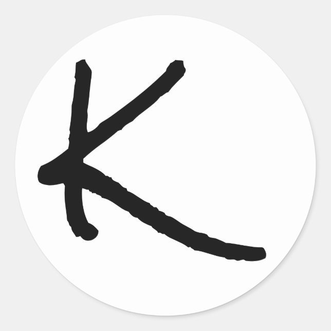 Letter K White Rock Salt Alphabet von Janz Runder Aufkleber (Vorderseite)