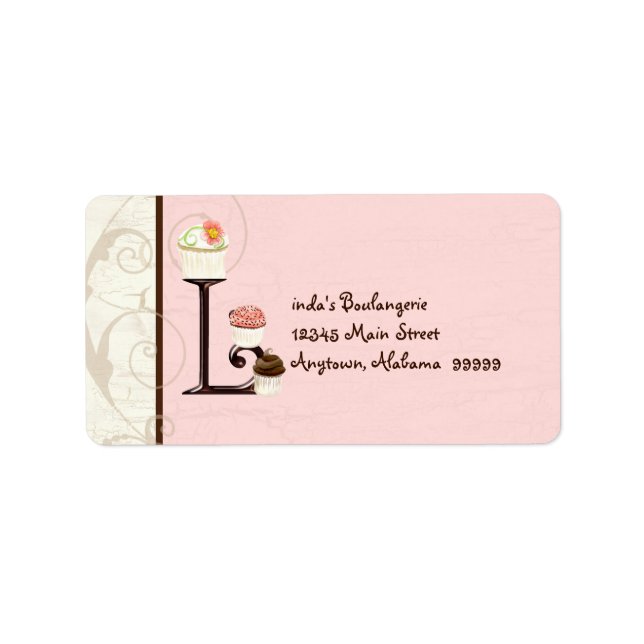 Letter L Cupcake Business Address Mailing Labels Adressaufkleber (Vorne)