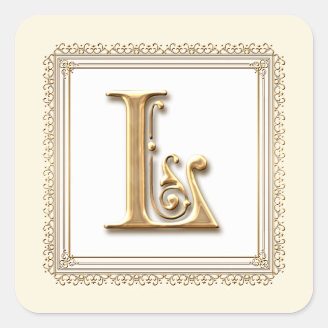 Letter L - Gold & Lace Classic Siegel für feierlic Quadratischer Aufkleber (Vorderseite)