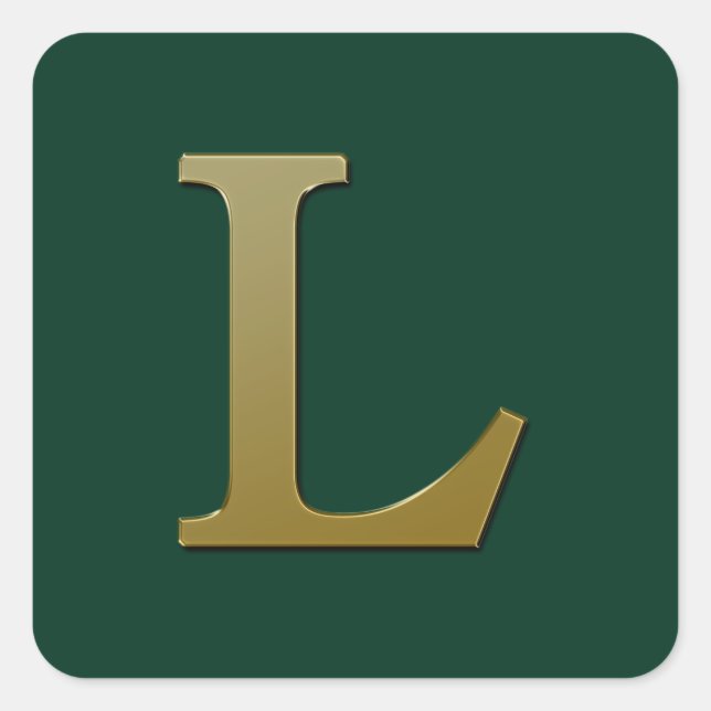 Letter L Gold Square Sticker (Vorderseite)