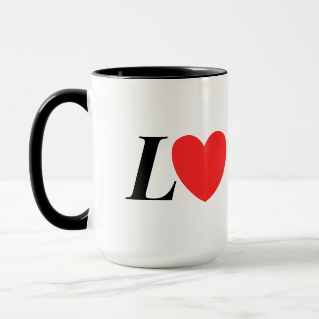 Letter L Heart - Valentine Initial Love Design Tasse (Links)