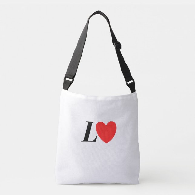 Letter L Heart - Valentine Initial Love Design Tragetaschen Mit Langen Trägern (Vorderseite)