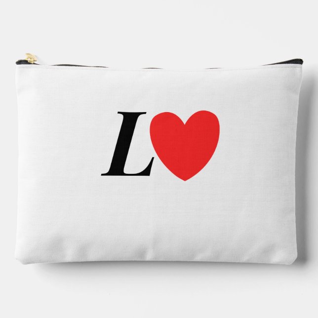 Letter L Heart - Valentine Initial Love Design Zubehörtasche (Vorderseite)