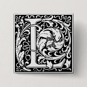 Letter L mittelalterliche Monogram Art Nouveau Button