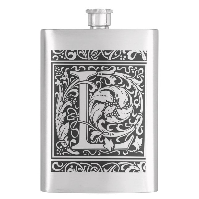 Letter L mittelalterliche Monogram Art Nouveau Flachmann (Vorderseite)