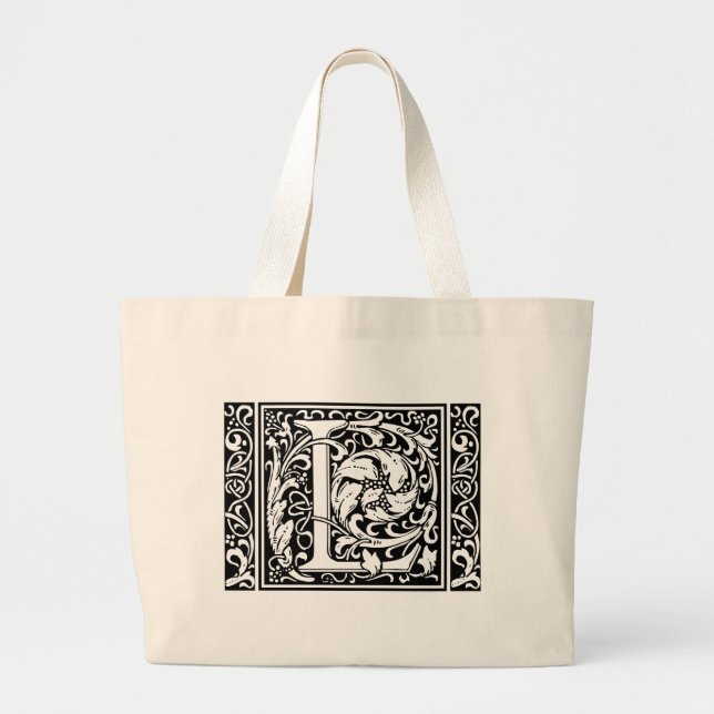 Letter L mittelalterliche Monogram Art Nouveau Jumbo Stoffbeutel (Vorne)