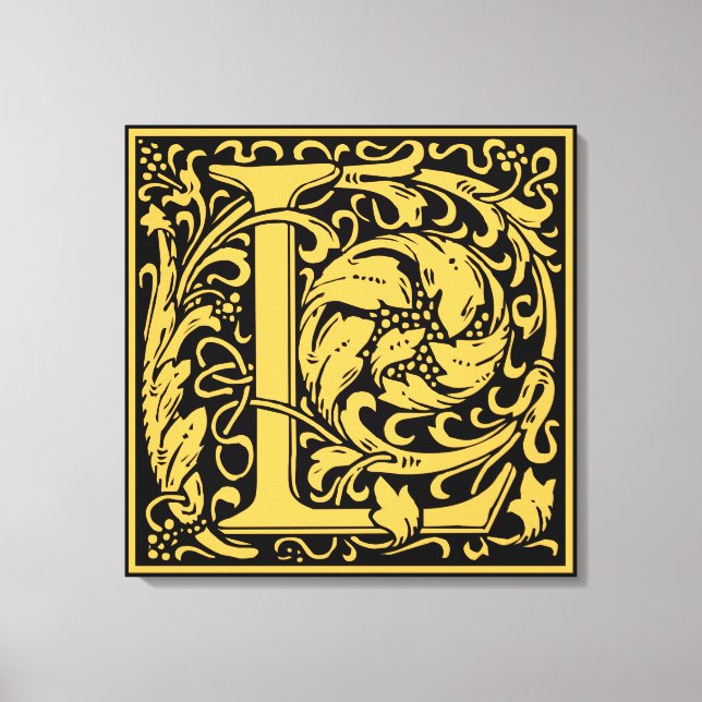 Letter L mittelalterliche Monogram Art Nouveau Leinwanddruck (Vorderseite)