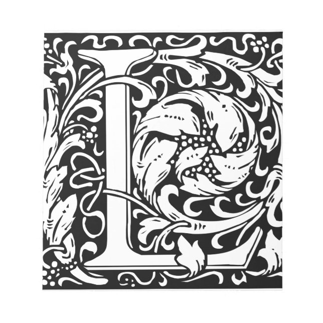 Letter L mittelalterliche Monogram Art Nouveau Notizblock (Vorderseite)