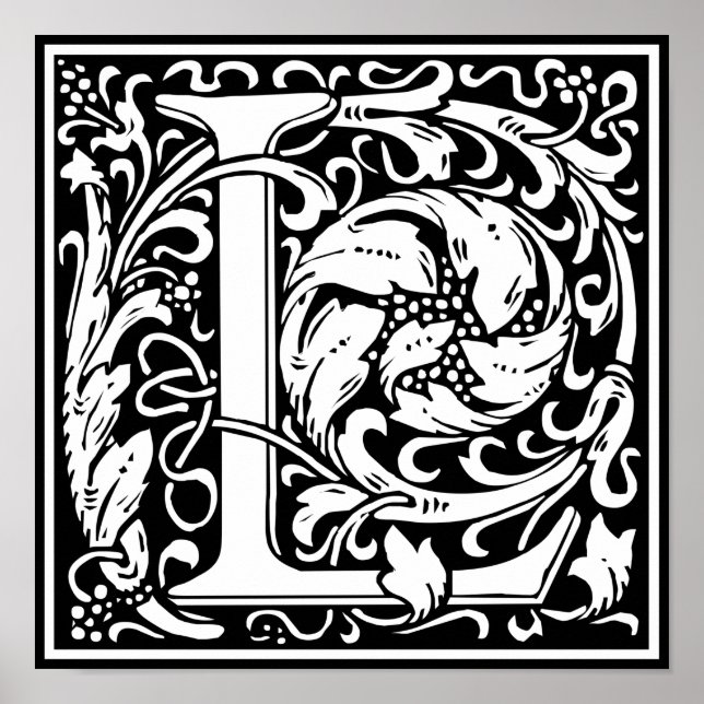 Letter L mittelalterliche Monogram Art Nouveau Poster (Vorne)