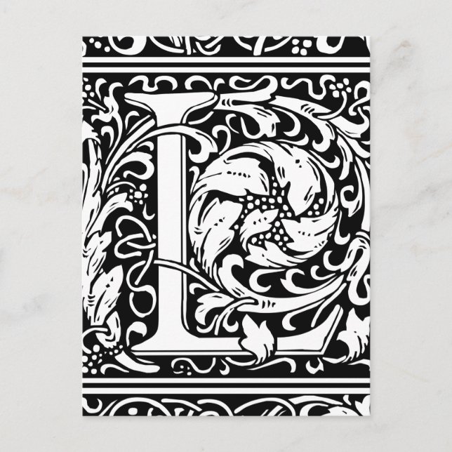 Letter L mittelalterliche Monogram Art Nouveau Postkarte (Vorderseite)
