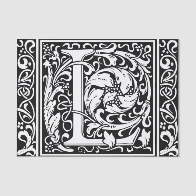 Letter L mittelalterliche Monogram Art Nouveau Seidenpapier (Vorderseite)