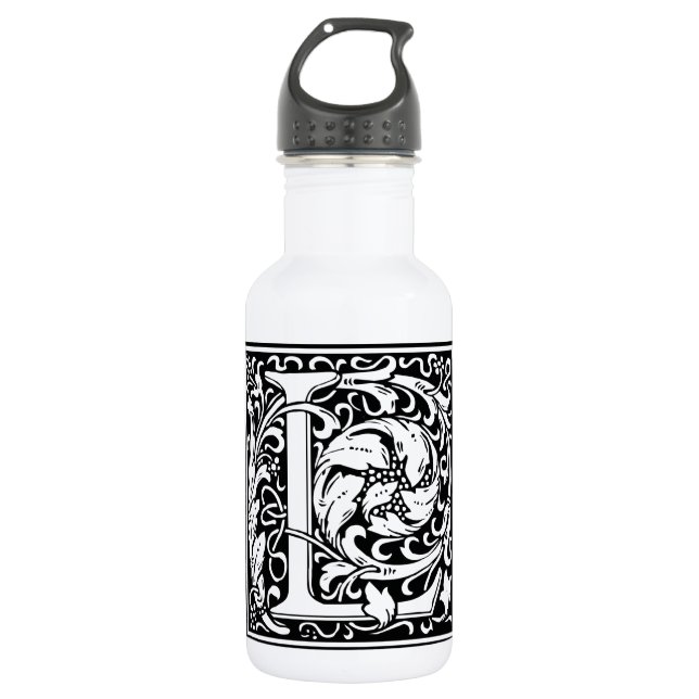 Letter L mittelalterliche Monogram Art Nouveau Trinkflasche (Vorderseite)