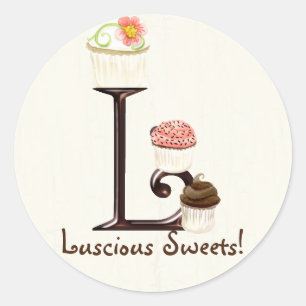 Letter L Monogram Cupcake Logo Business-Aufkleber Runder Aufkleber