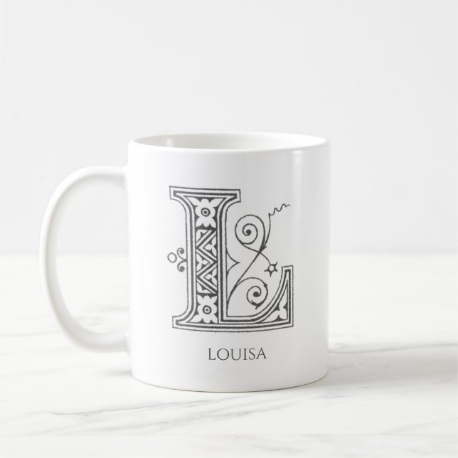 Letter L Monogram Modern Name Coffee Tasse (Links)
