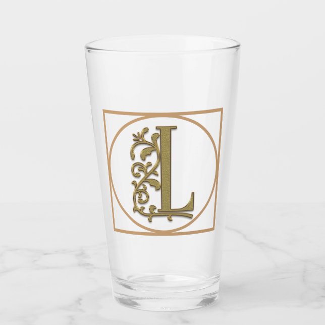 LETTER L MONOGRAM Schöne Hochzeit Neues Zuhause-Ge Glas (Vorderseite)
