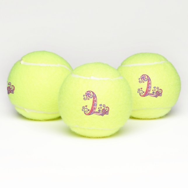 Letter-L-Monogramm-Girls personalisierte Doodart Tennisbälle (Multi)