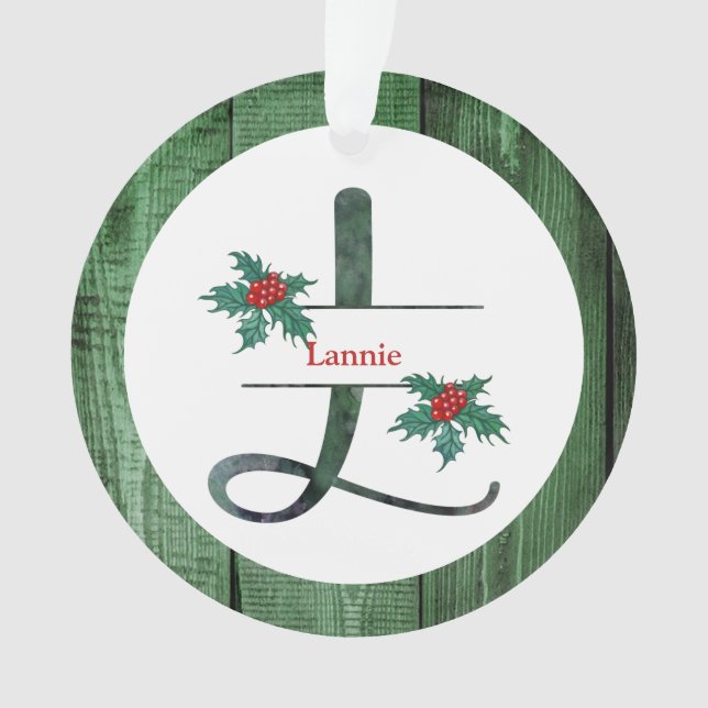 *~* Letter L Rustikales Weihnachtsbaumholz AP44 Ornament (Vorderseite)
