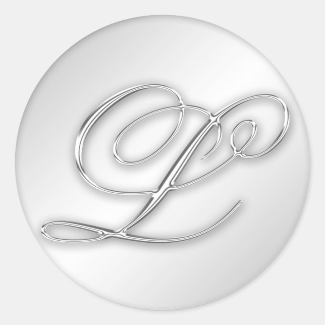 Letter L-Skript erste Imitate Silber-Monogramm-Gef Runder Aufkleber (Vorderseite)