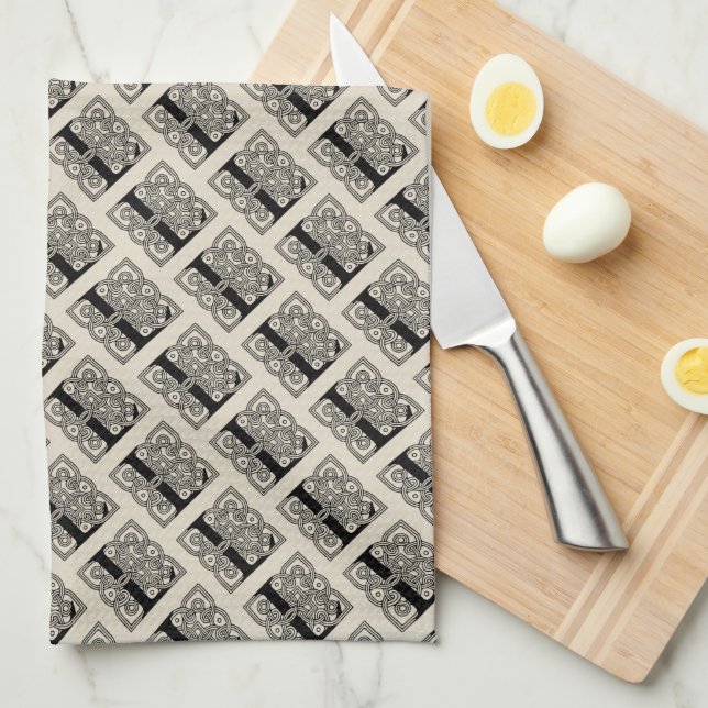 Letter L Vintag Celtic Knot Monogram Geschirrtuch (Viertel Falte)